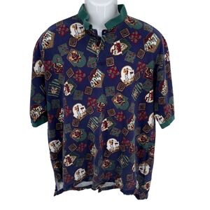 Vintage‎ Cross Creek Golf Polo Shirt L Novelty Golfers Print Made in USA Men's